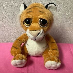 The Petting Zoo Brown Beige and White Plush Tiger with Big Eyes